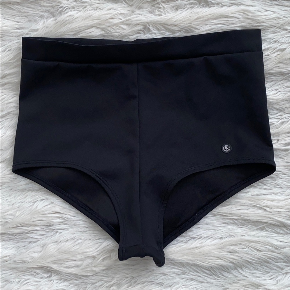 Victoria's Secret | Black High-Waist Shortie Boyshort Swim Bottoms